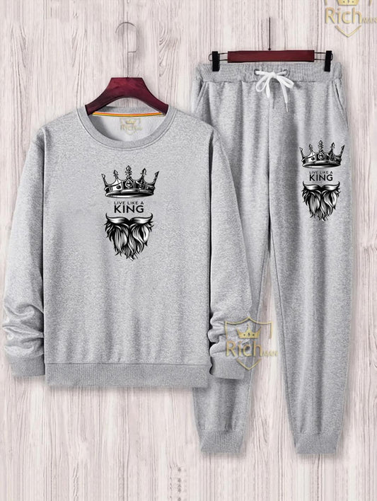 2 Pcs Men Fleece King Sweatshirt Tracksuit