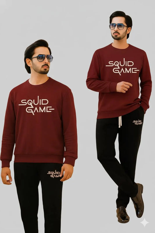 2 Pcs Men's Fleece Printed Sweatshirt Track Suit