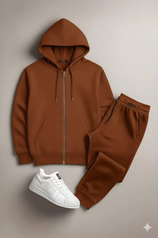 2 Pcs Men's Fleece Plain Hoodie Track Suit