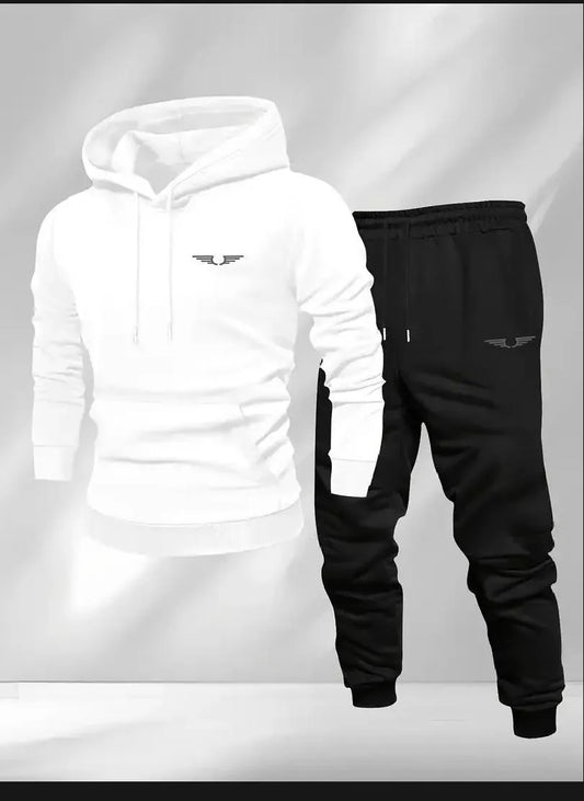 2 Pcs Men's Fleece Printed Track Suit